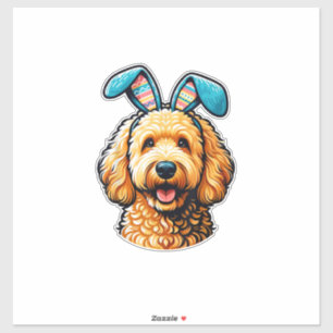 Easter Goldendoodle Dog Wearing Bunny Ears, Easter