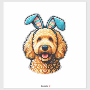 Easter Goldendoodle Dog Wearing Bunny Ears, Easter