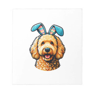 Easter Goldendoodle Dog Wearing Bunny Ears, Easter Notepad