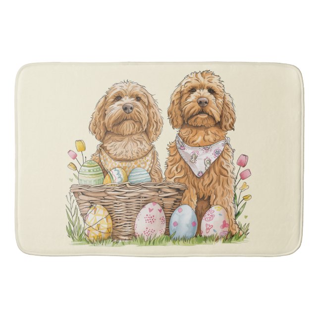 Easter Goldendoodle Dogs Bath Mat (Front)