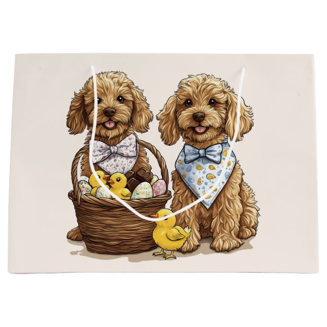 Easter Goldendoodle Dogs Easter Basket Large Gift Bag (Front)