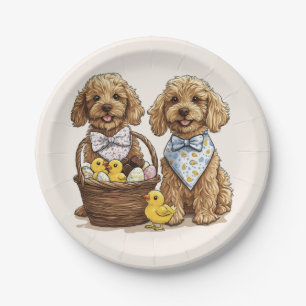 Easter Goldendoodle Dogs Easter Basket Paper Plate