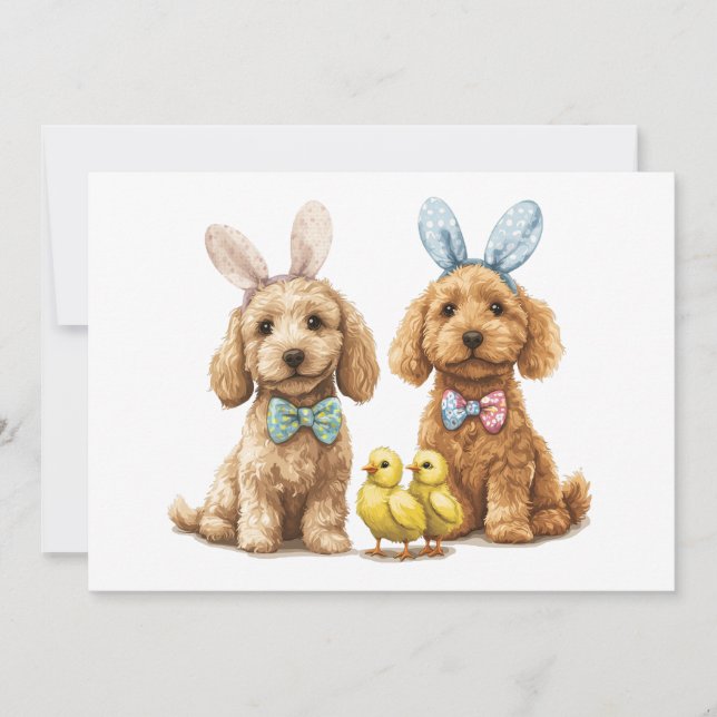 Easter Goldendoodle Dogs Holiday Card (Front)