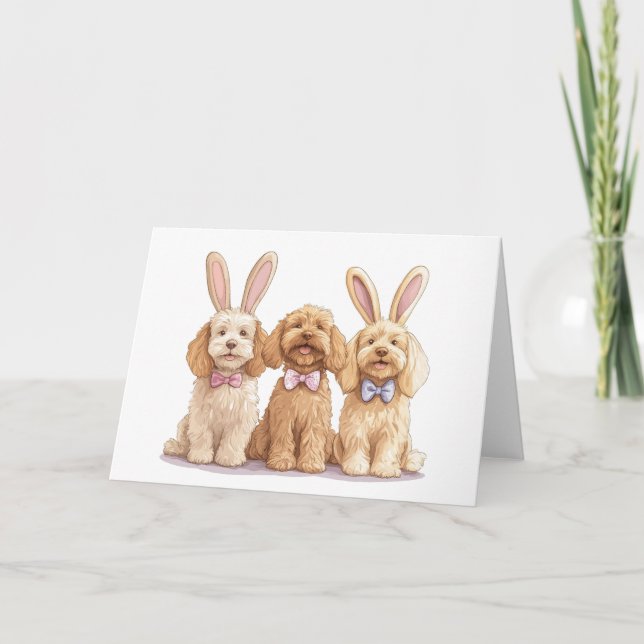 Easter Goldendoodle Dogs Holiday Card (Front)