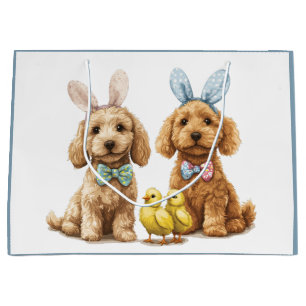 Easter Goldendoodle Dogs Large Gift Bag
