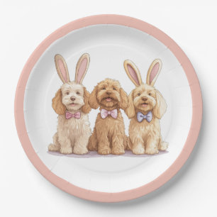 Easter Goldendoodle Dogs Paper Plate