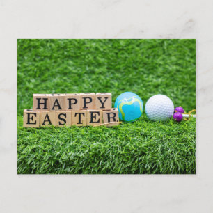  Easter  golf ball and easter eggs for golfer  Holiday Postcard