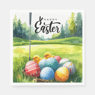Easter Golf balls and eggs tin golf course Napkin