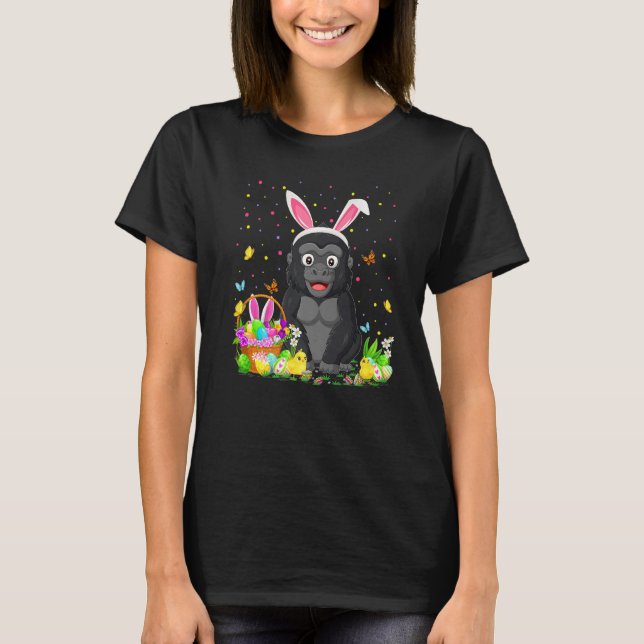 Easter Gorilla Bunny Egg Hunting Gorilla Easter Su T-Shirt (Front)