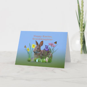 Easter, Granddaughter, Bunny, Eggs, Flowers Holiday Card