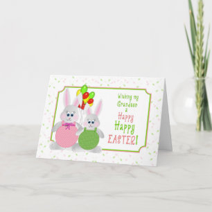 Easter -  Grandson - Bunnies & Balloons Holiday Card