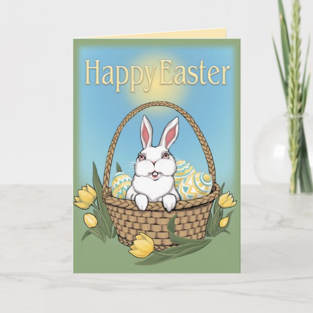 Easter Greeting Card Custom or Blank Bunny Card (Front)