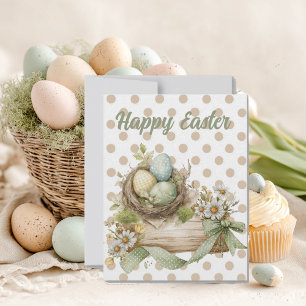 Easter greeting card decorated with flowers