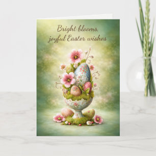 Easter Greeting Card Floral Eggs Spring Garden