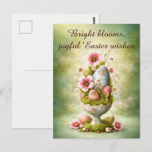 Easter Greeting Card Floral Eggs Spring Garden