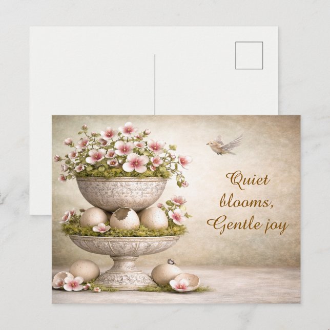 Easter Greeting Card Minimal Floral Spring (Front/Back)