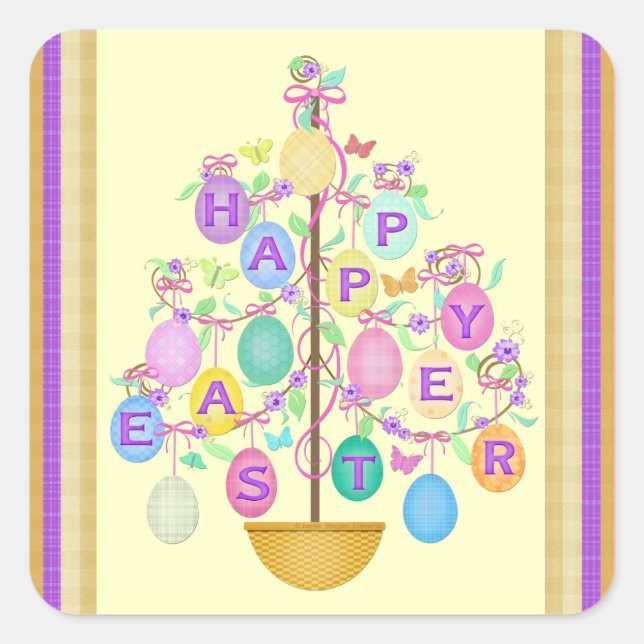 Easter Greeting Egg Tree Sticker (Front)