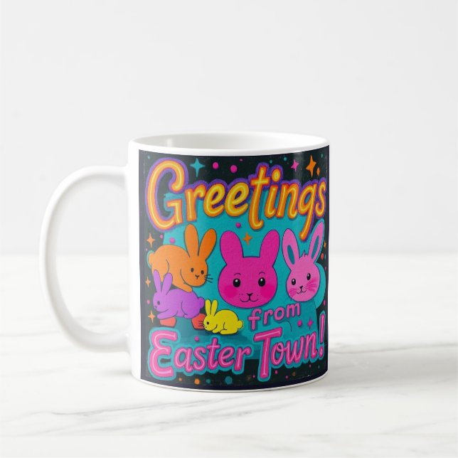 Easter Greeting From The Bunnies Coffee Mug (Left)