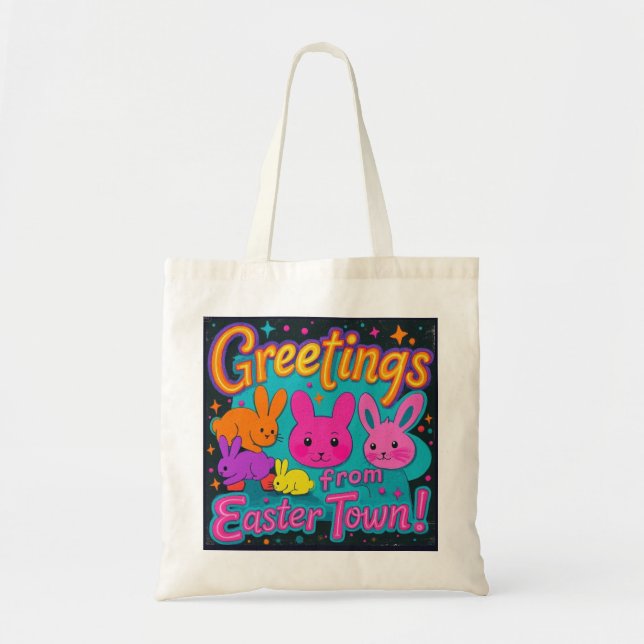 Easter Greeting From The Bunnies Tote Bag (Front)