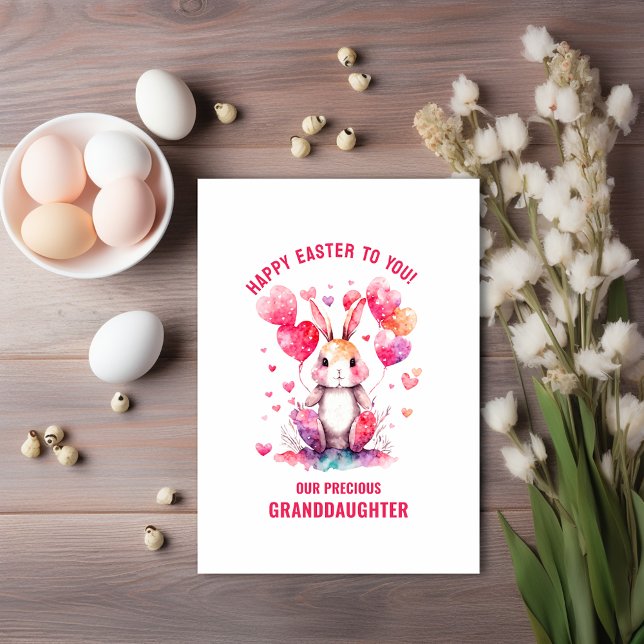 Easter Greeting Granddaughter Bunny Heart Balloons Card (Creator Uploaded)