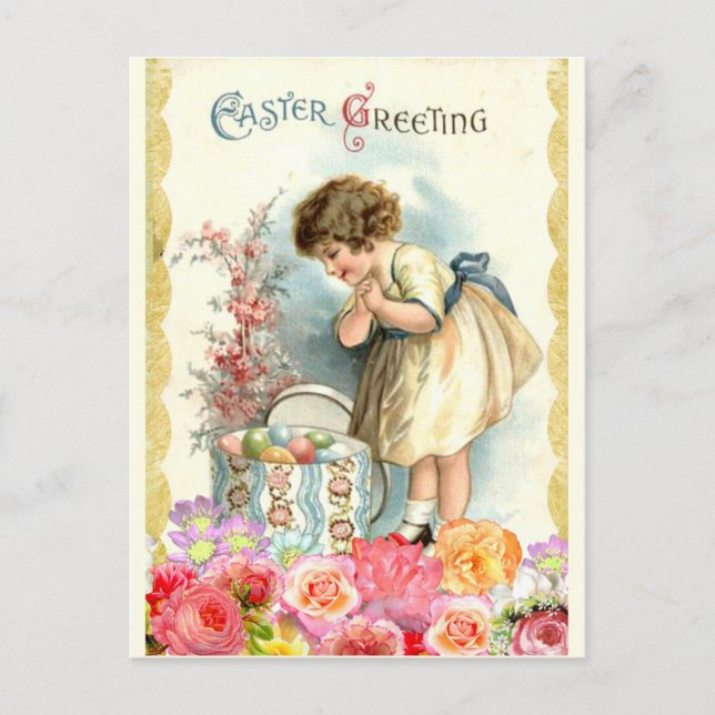'Easter Greeting' Vintage Easter Design Postcard (Front)