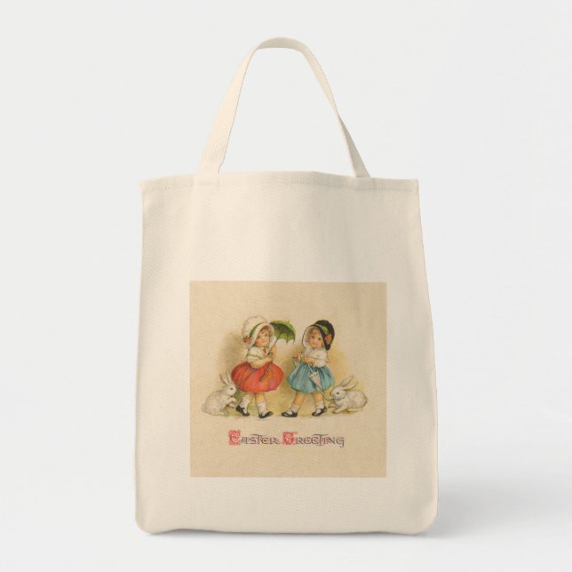 Easter Greeting Vintage Tote Bag (Front)