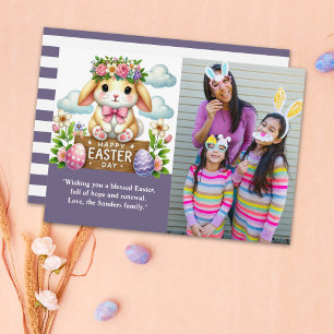 Easter Greetings! Adorable Bunny with Family Photo Invitation