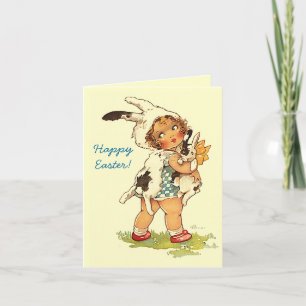 Easter Greetings Bunny Hugs Warm Wishes Card
