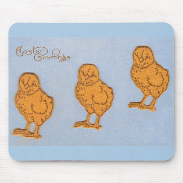 Easter Greetings Chicks Blue Mouse Pad (Front)