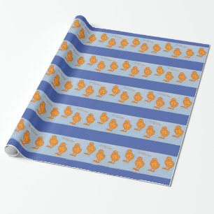 Easter Greetings Chicks Blue Wrapping Paper
