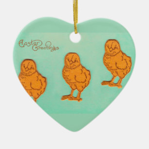Easter Greetings Chicks Green Ceramic Tree Decoration