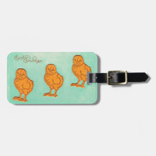 Easter Greetings Chicks Green Luggage Tag