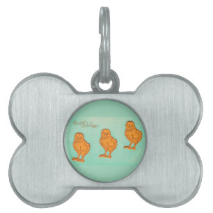 Easter Greetings Chicks Green Pet ID Tag