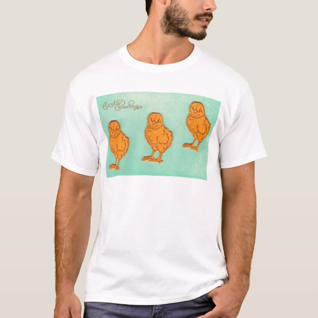 Easter Greetings Chicks Green T-Shirt (Front)