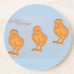 Easter Greetings Chicks in Blue Coaster
