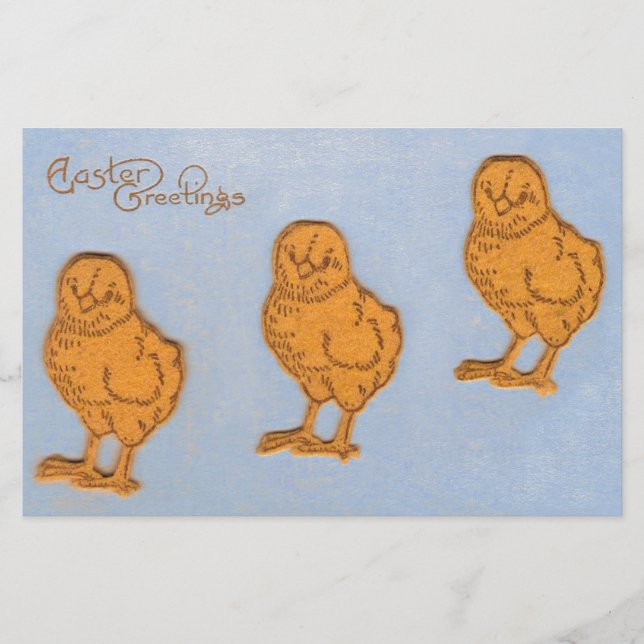 Easter Greetings Chicks in Blue Stationery (Front)