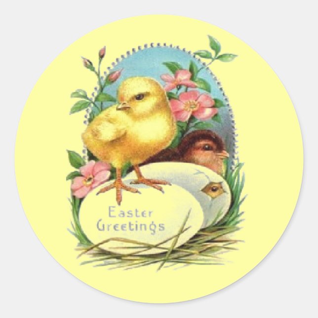 Easter greetings classic round sticker (Front)