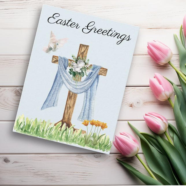Easter Greetings  Cross Watercolor  Postcard (Creator Uploaded)