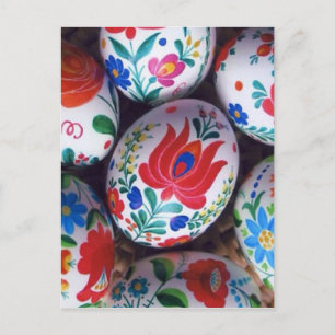 Easter greetings kalocsai eggs holiday postcard