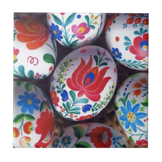 Easter greetings kalocsai eggs tile (Front)