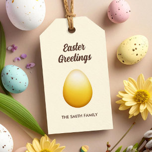 Easter Greetings with Golden Egg Gift Tags