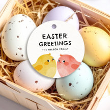 Easter Greetings with two little chickens