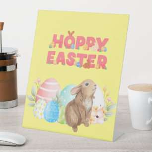 Easter Group Eggs Hoppy Easter day Pedestal Sign