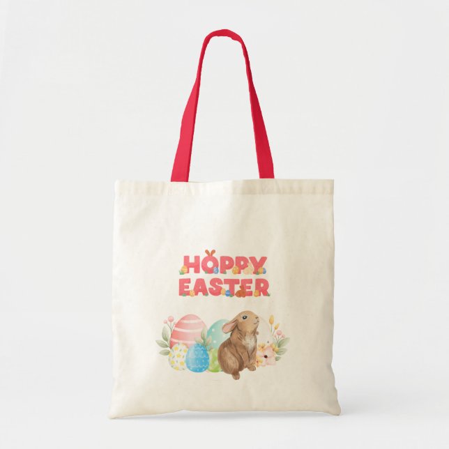 Easter Group Eggs Hoppy Easter day Tote Bag (Front)