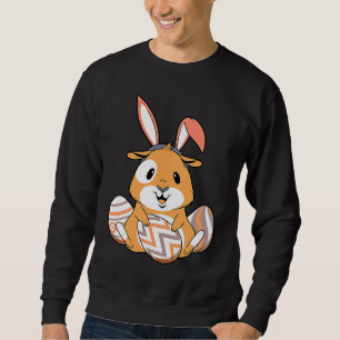 Easter Guinea Pig With Bunny Ears & Eggs   Easter Sweatshirt
