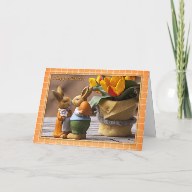 Easter - Happy Easter Bunny Couple Holiday Card (Front)