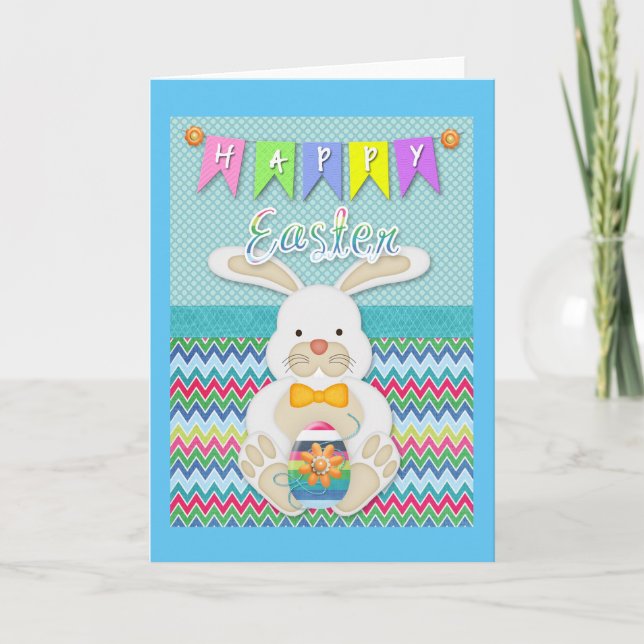 Easter - "Happy Easter" Sweet Bunny Holiday Card (Front)