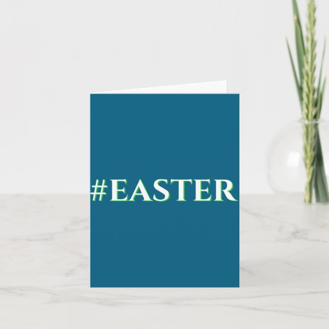 Easter Hashtag Modern Easter Blue Card (Front)
