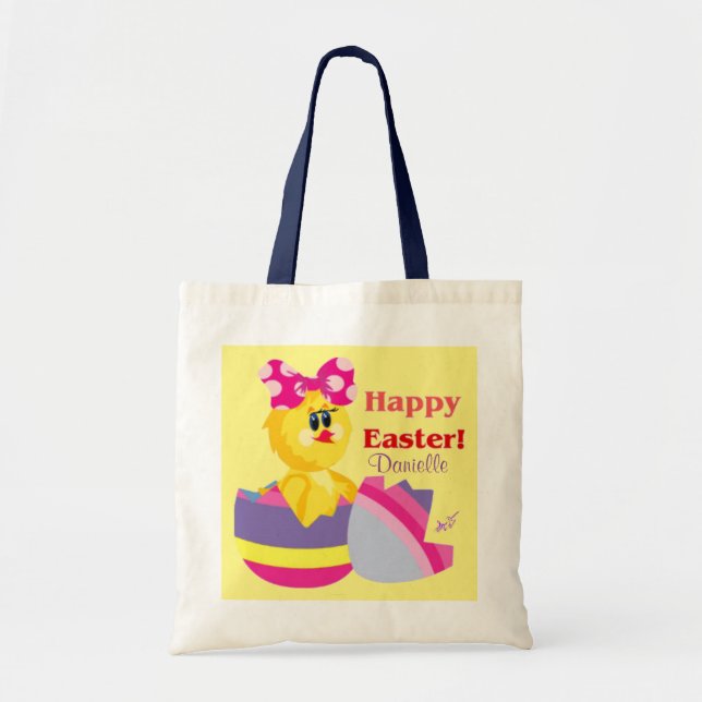 Easter Hatched Chick Yellow Budget Tote Bag (Front)