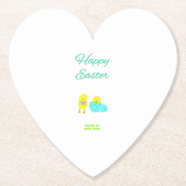 Easter Hatchlings Heart Paper Coaster (Front)
